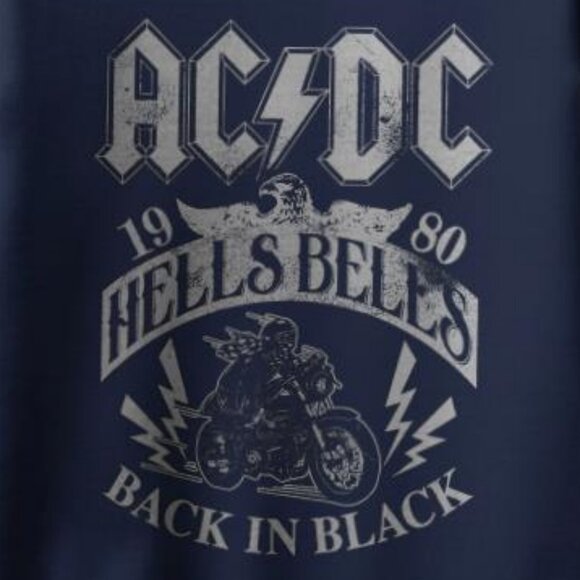 Vintage 90s ACDC Hells Bells Sweatshirt,ACDC Back in Black Album Band Shirt Navy - Picture 3 of 4
